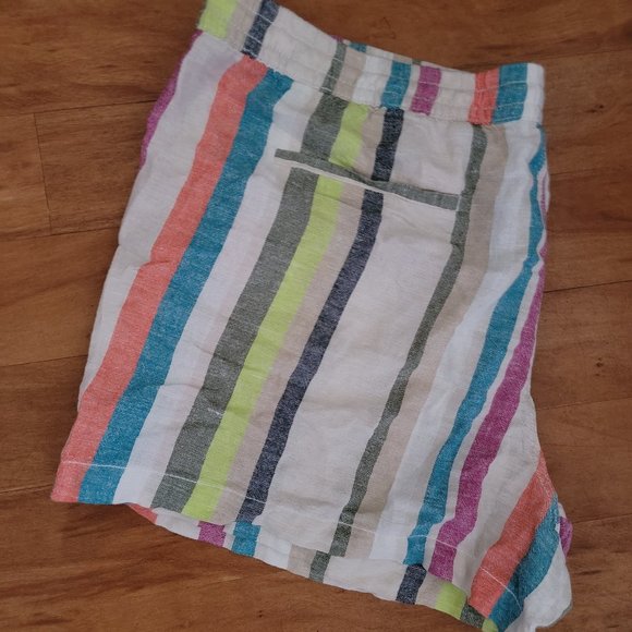 Rainbow Stripes Time and Tru Striped Linen Shorts  Size 3X Size 22 - Picture 10 of 16